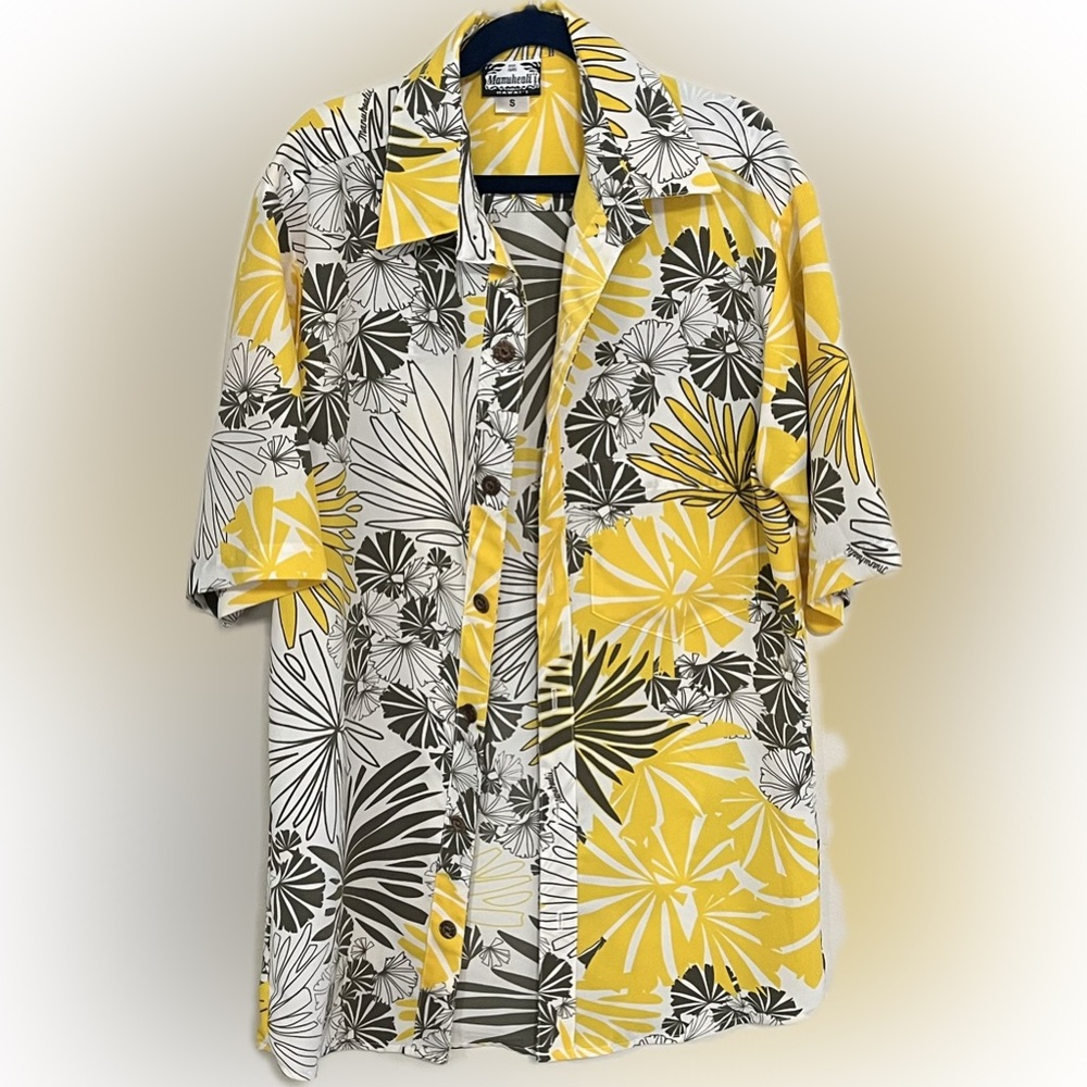 Manuhealii Yellow and Gray Floral Shirt